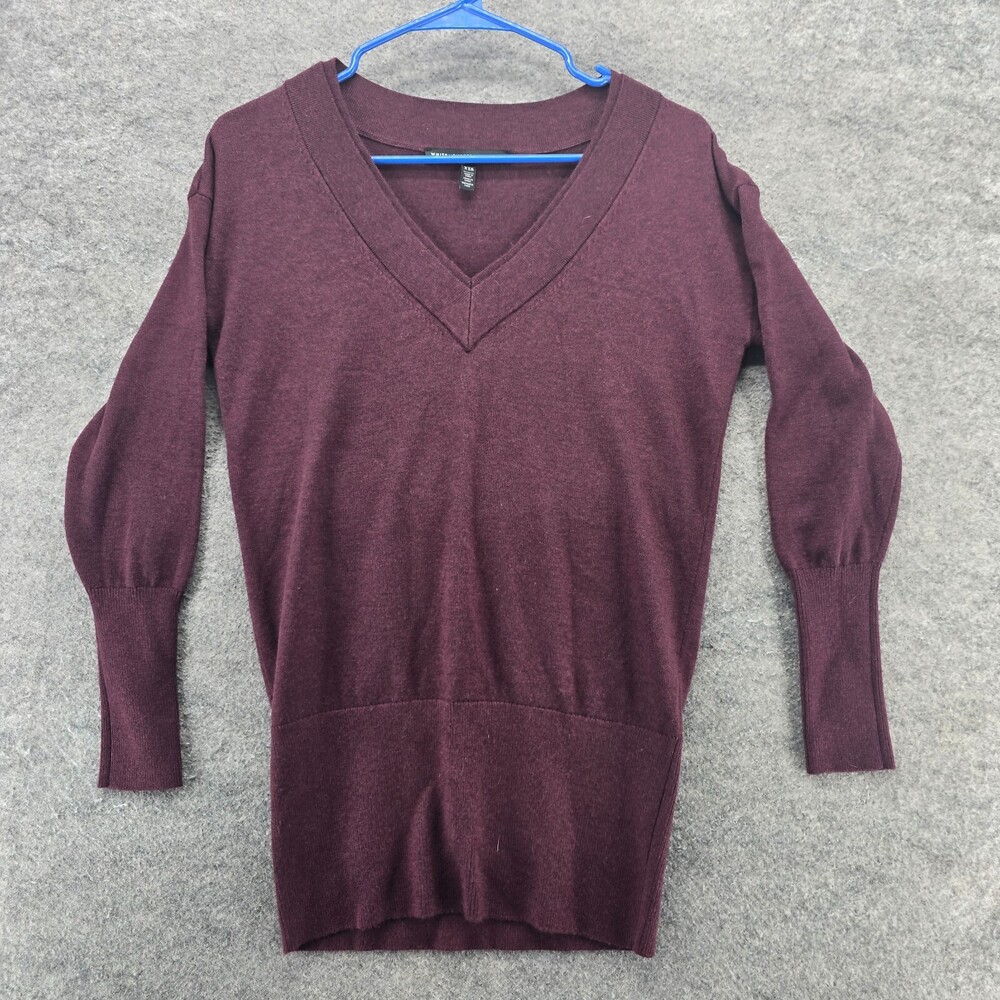 White House Black Market Sweater Womens XXS Long Sleeve V Neck Purple